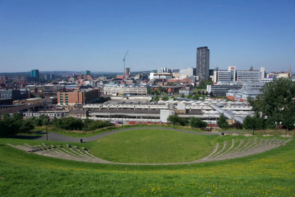Panoramic view of Northampton cityscape and green park, illustrating service area for KOZ Plumbing &