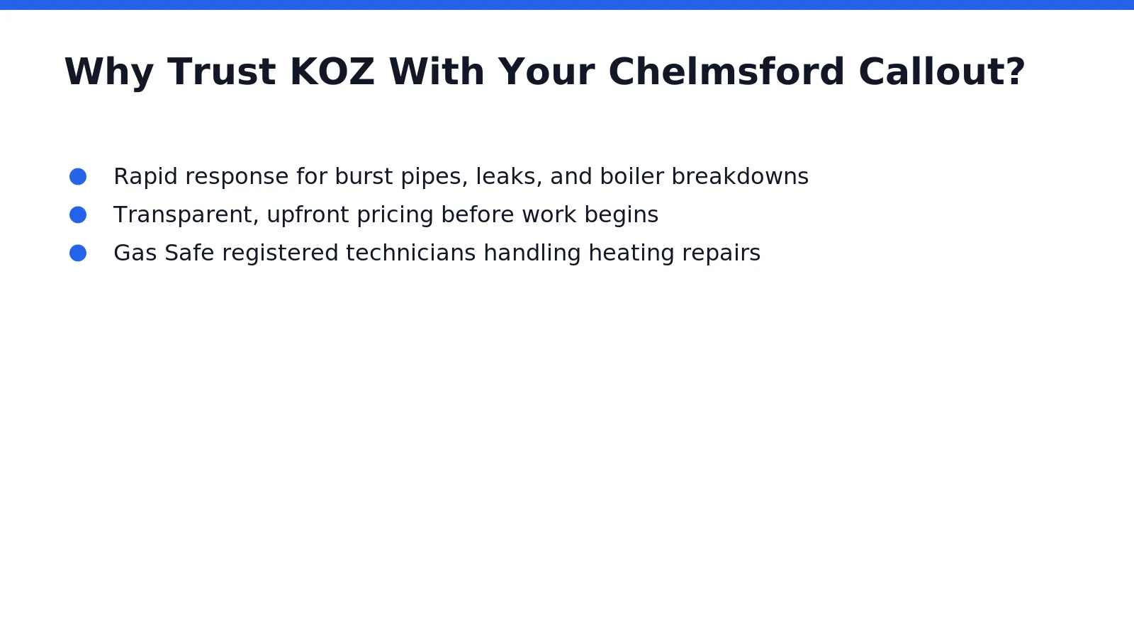 Trust comes down to consistency: KOZ Plumbing & Heating operates as a 24/7 emergency plumbing