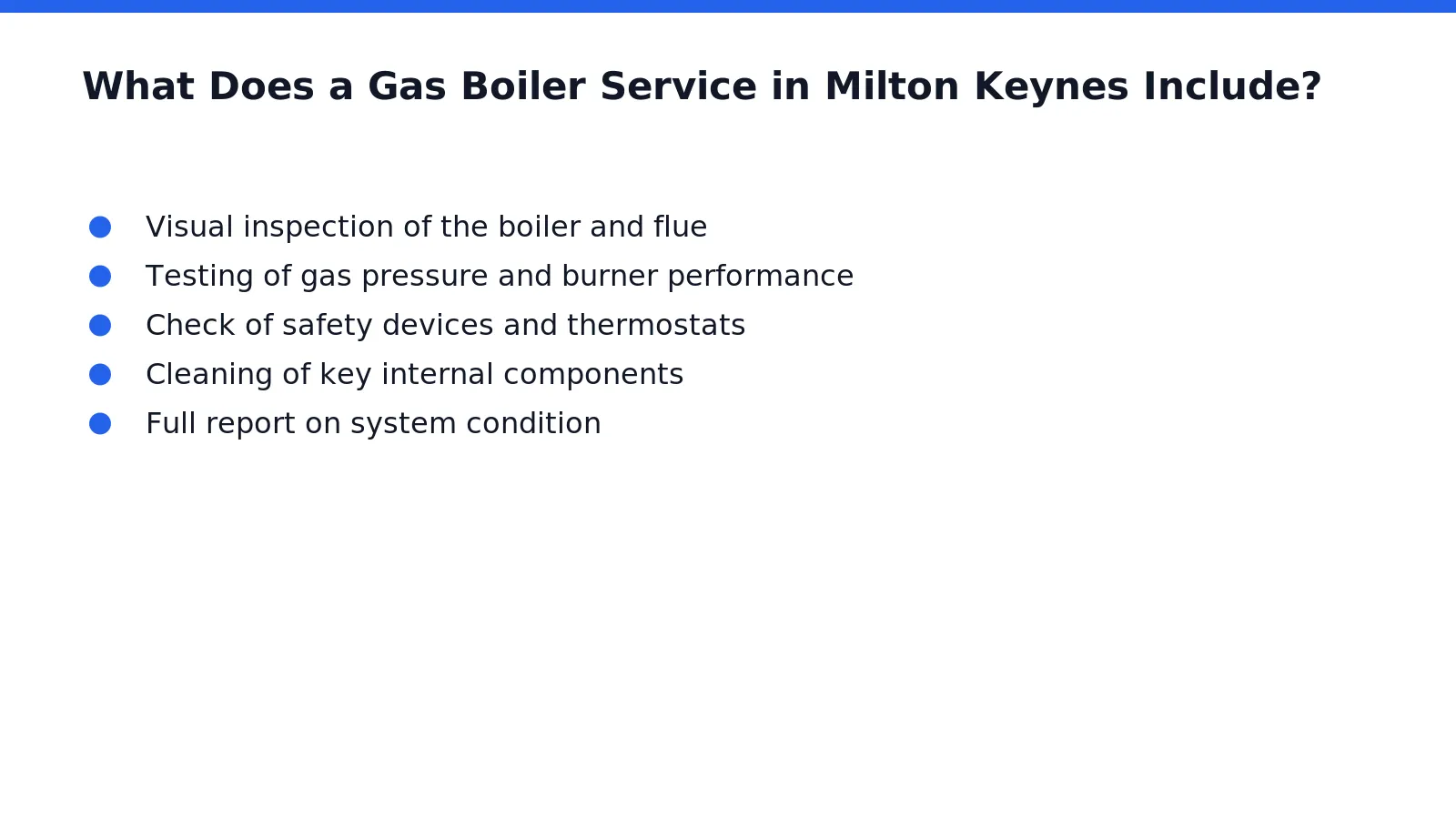 A gas boiler service milton keynes covers a full safety inspection, efficiency check, and component