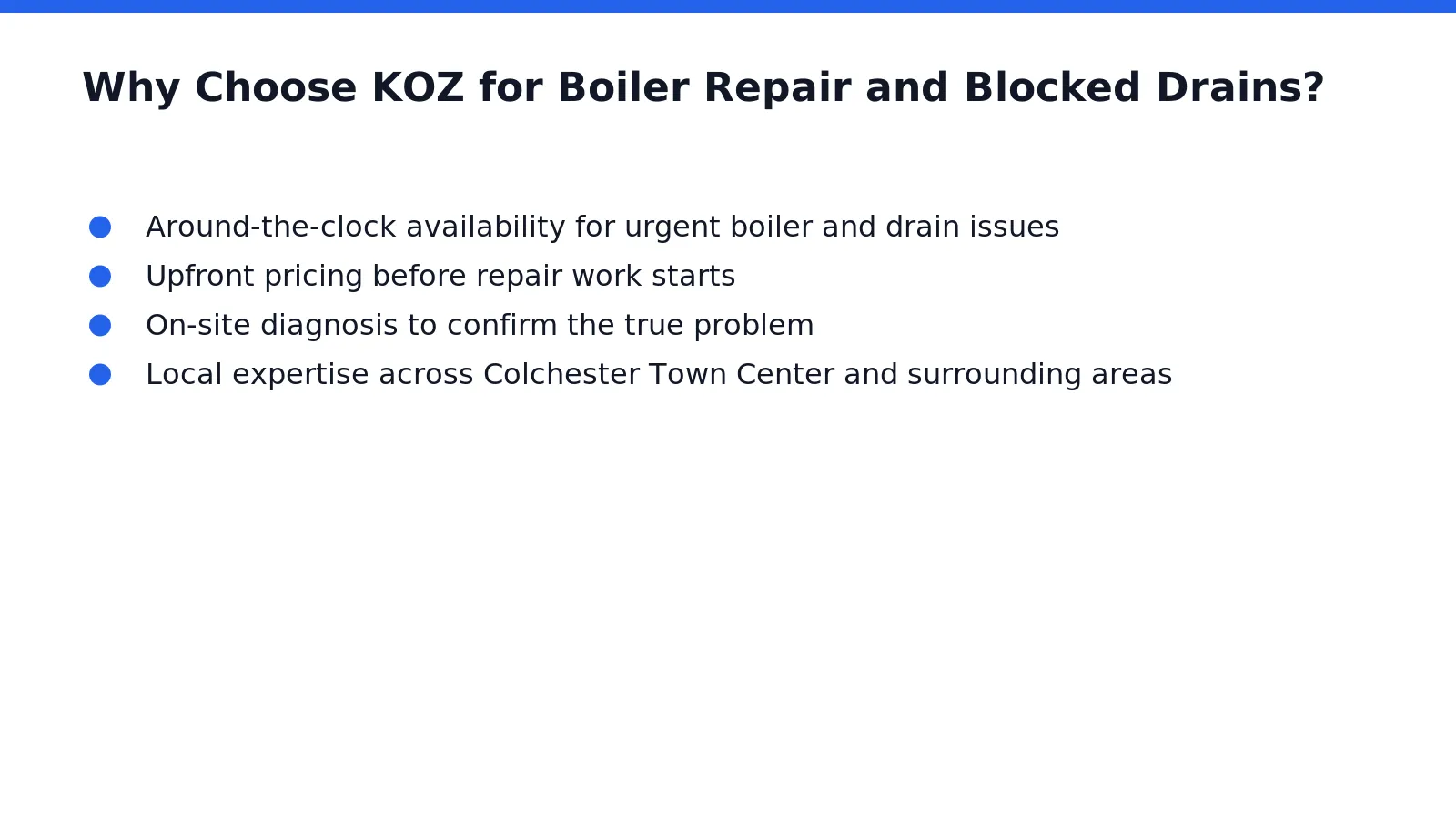 Reliability sets KOZ Plumbing & Heating apart for Colchester households facing a broken boiler