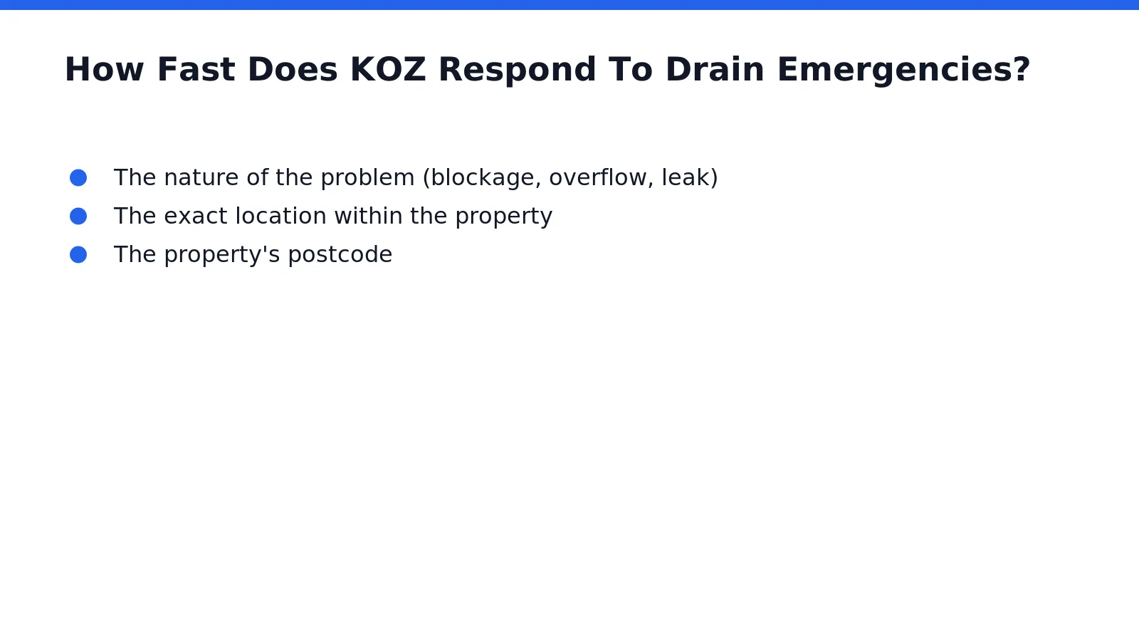 Speed defines KOZ Plumbing & Heating's approach to urgent drainage failures across London. As