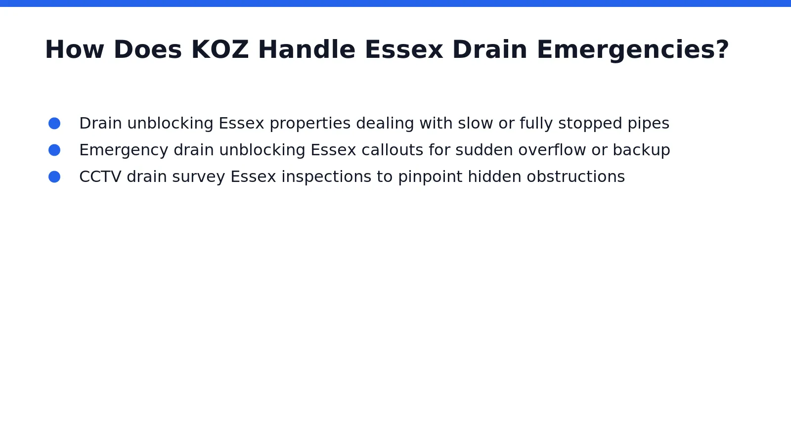 KOZ Plumbing & Heating operates as a 24/7 emergency plumbing, heating, and drainage provider based