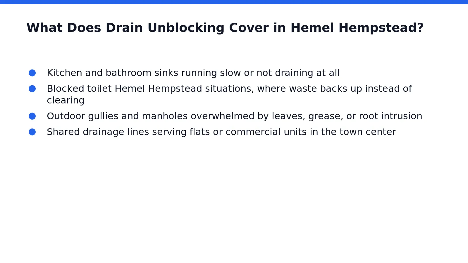 Coverage spans every scale of trouble, from a sluggish sink to a full backup flooding
