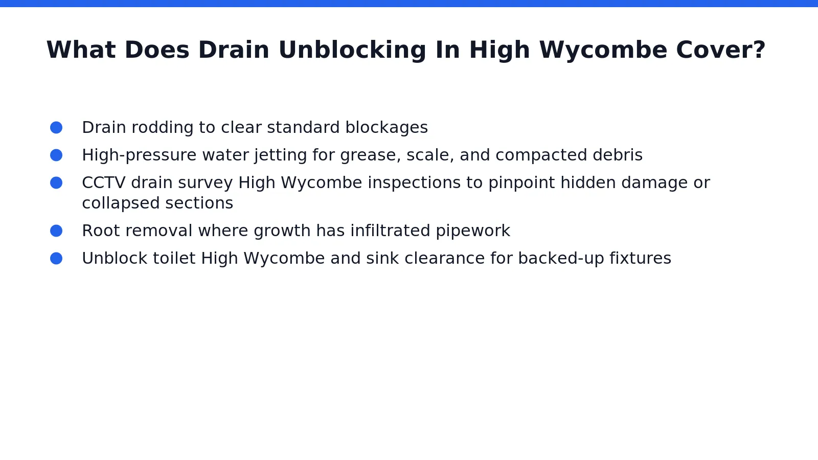 Full-service drain unblocking in High Wycombe covers far more than a quick rod down