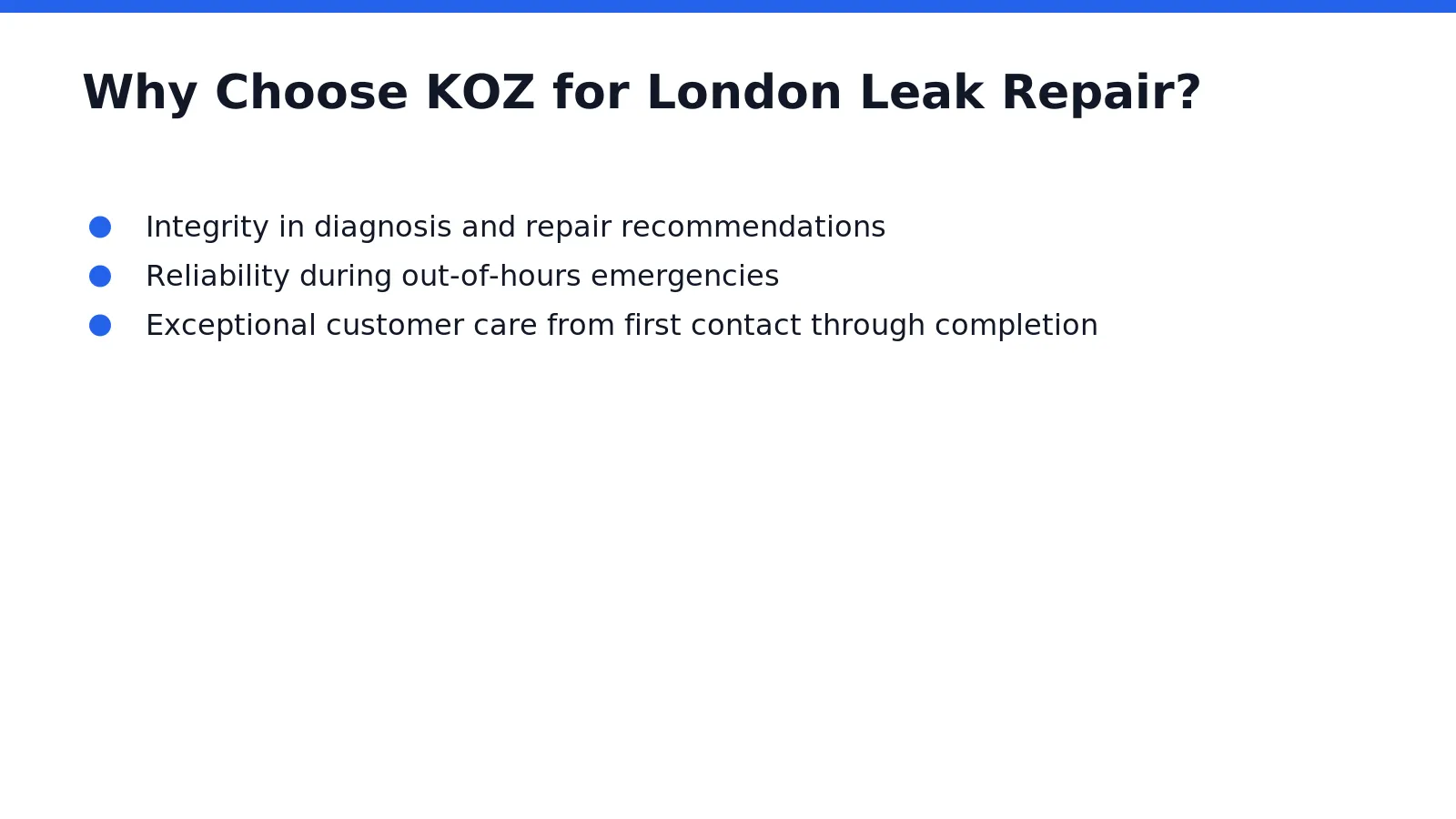 Round-the-clock availability sets KOZ Plumbing & Heating apart for London properties facing sudden water damage